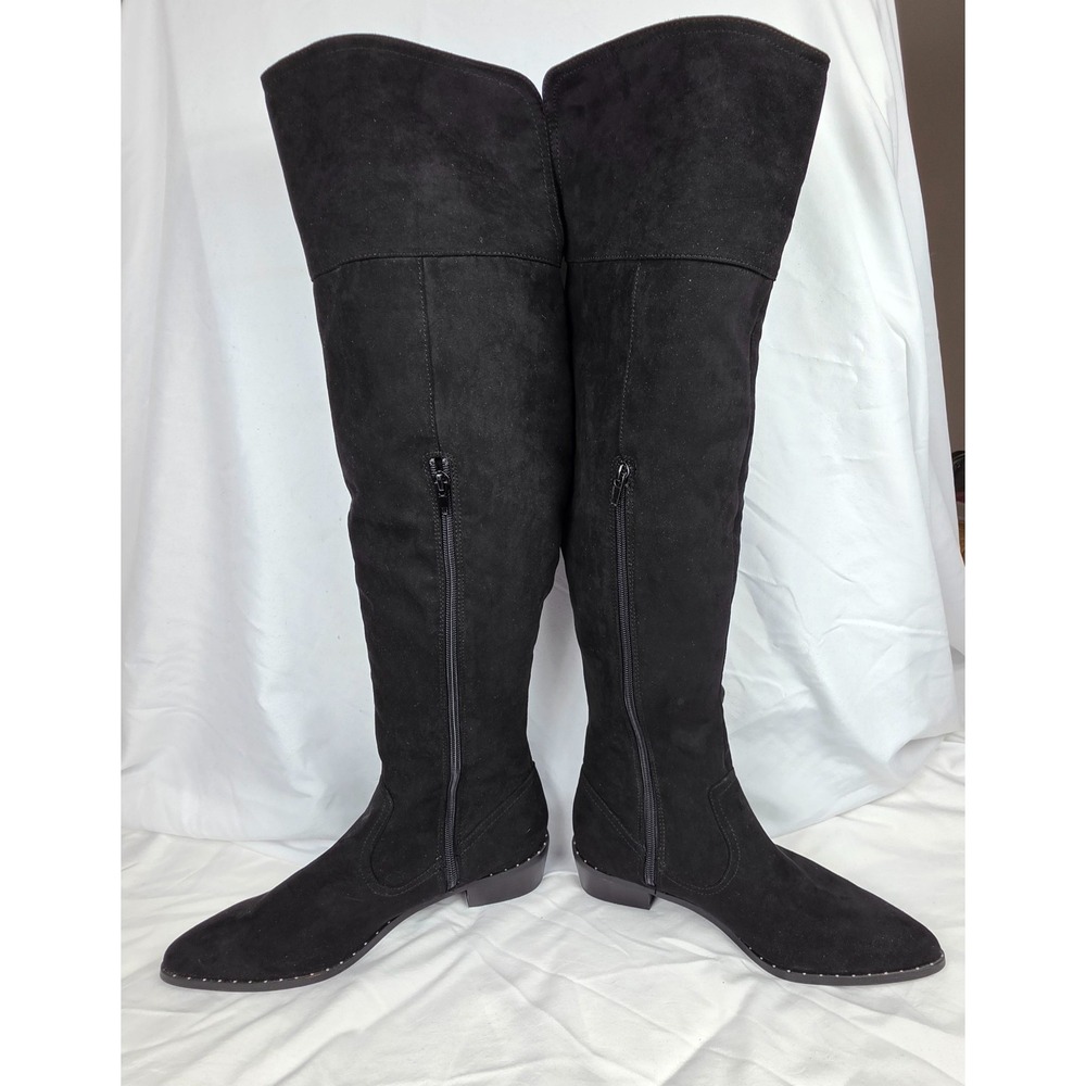 ShoeDazzle Yasmin WC Womens 9.5 Black Over Knee Boots Wide Calf Pointed Toe NWOB